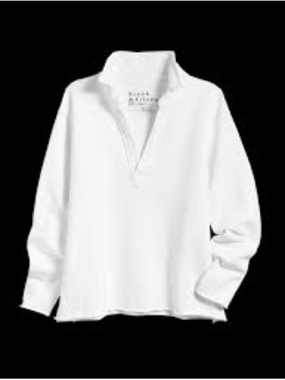 Frank & Eileen White Long-Sleeve Polo Collar Top